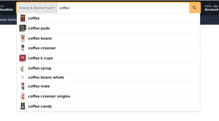 Example with k: coffee and amazon_department: grocery