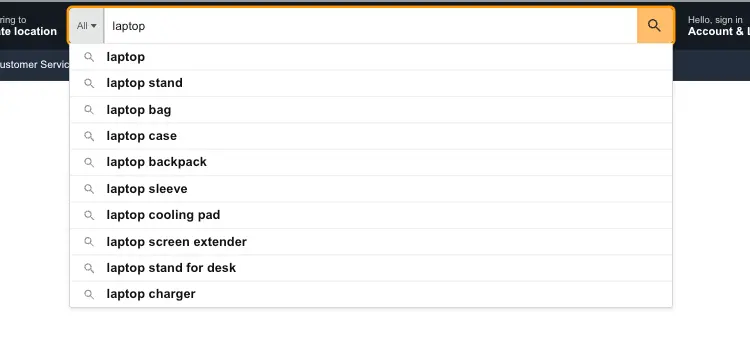 Example with k: laptop and amazon_domain: amazon.co.uk