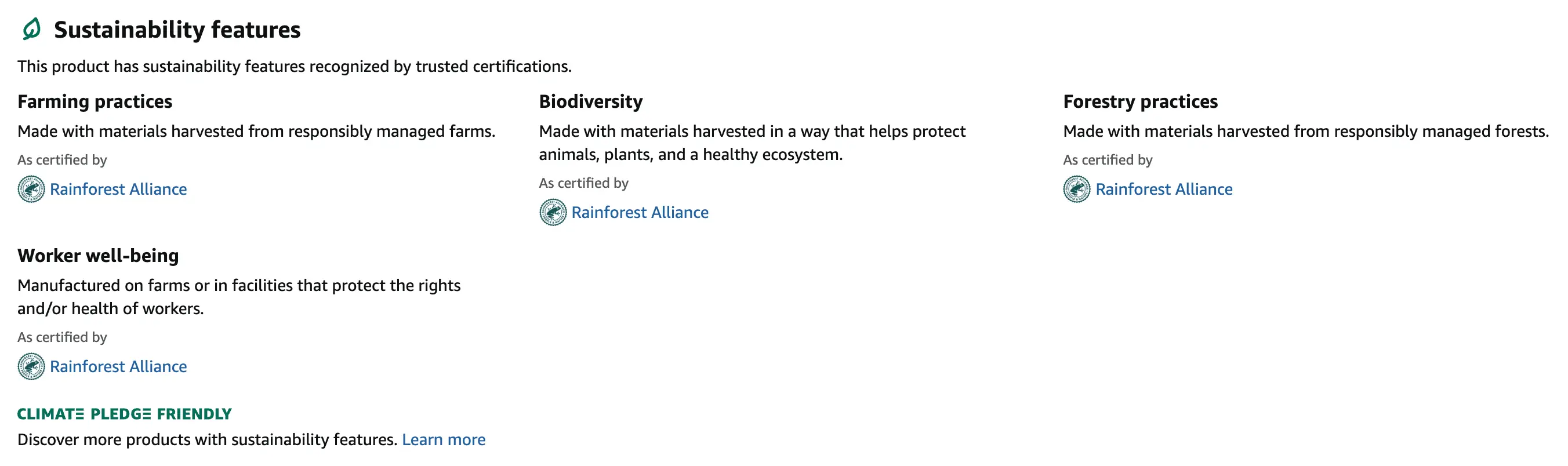 Sustainability Features overview