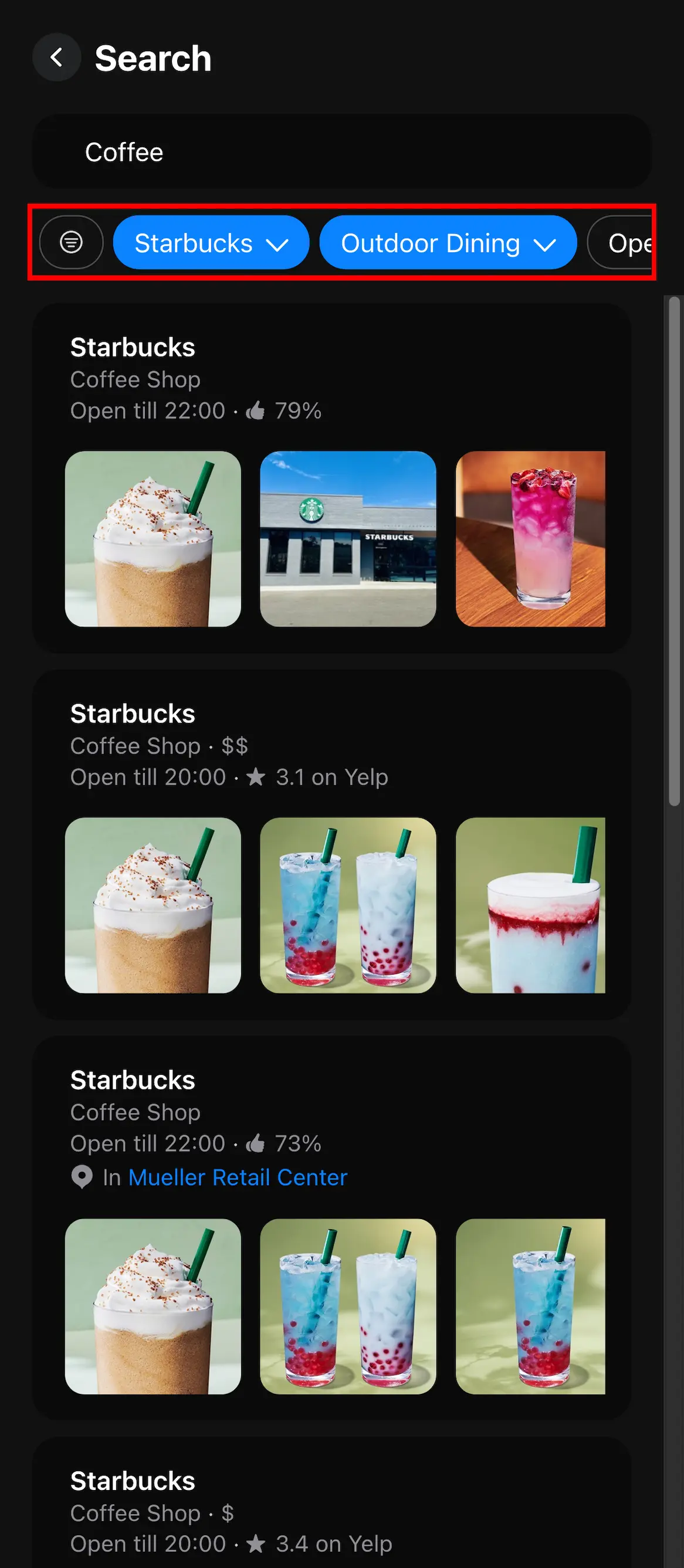 Results with multi-select refinement