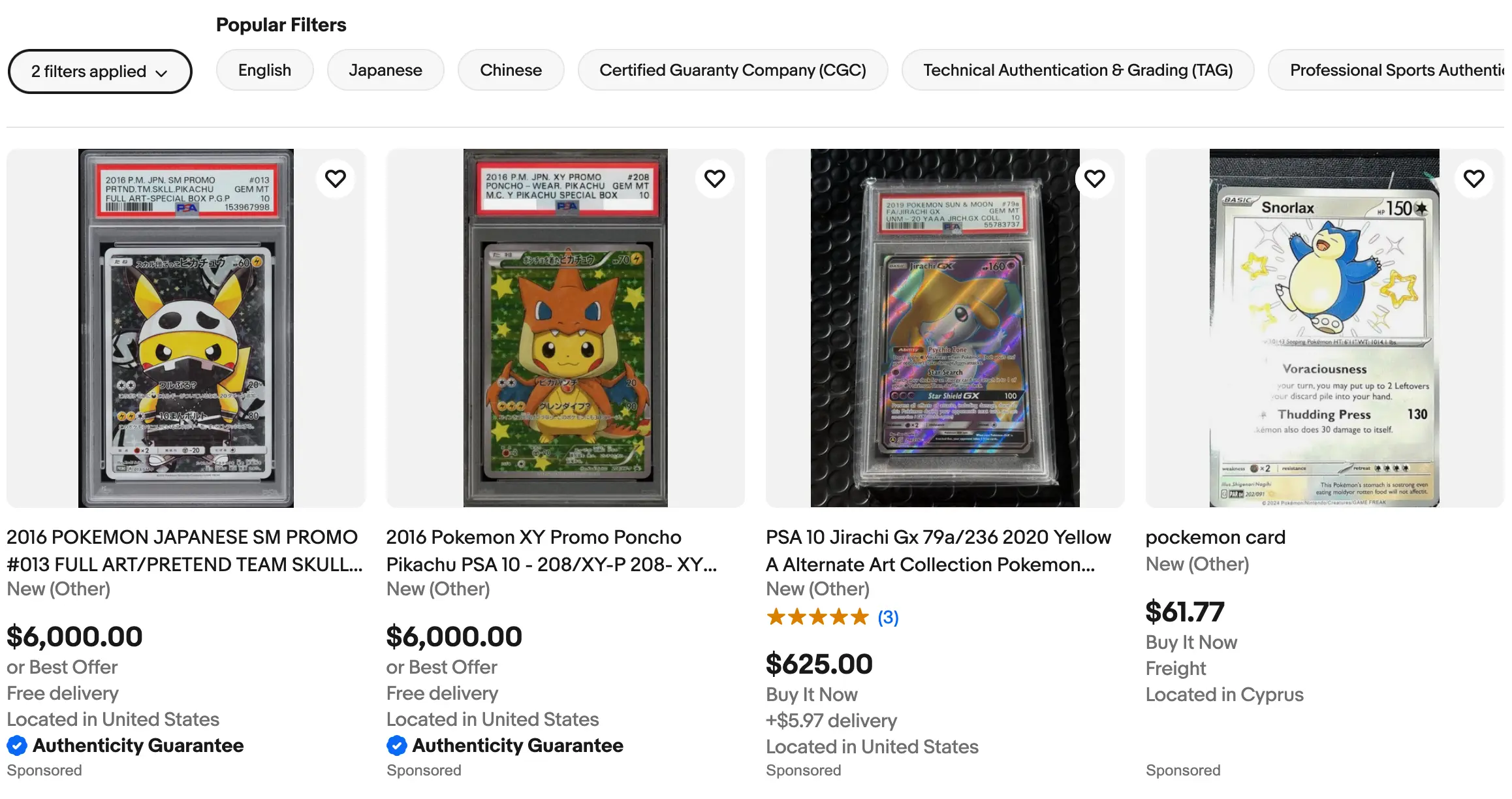 Filtered results for: pokemon with popular_filters :Graded=Yes&amp;Grade=10