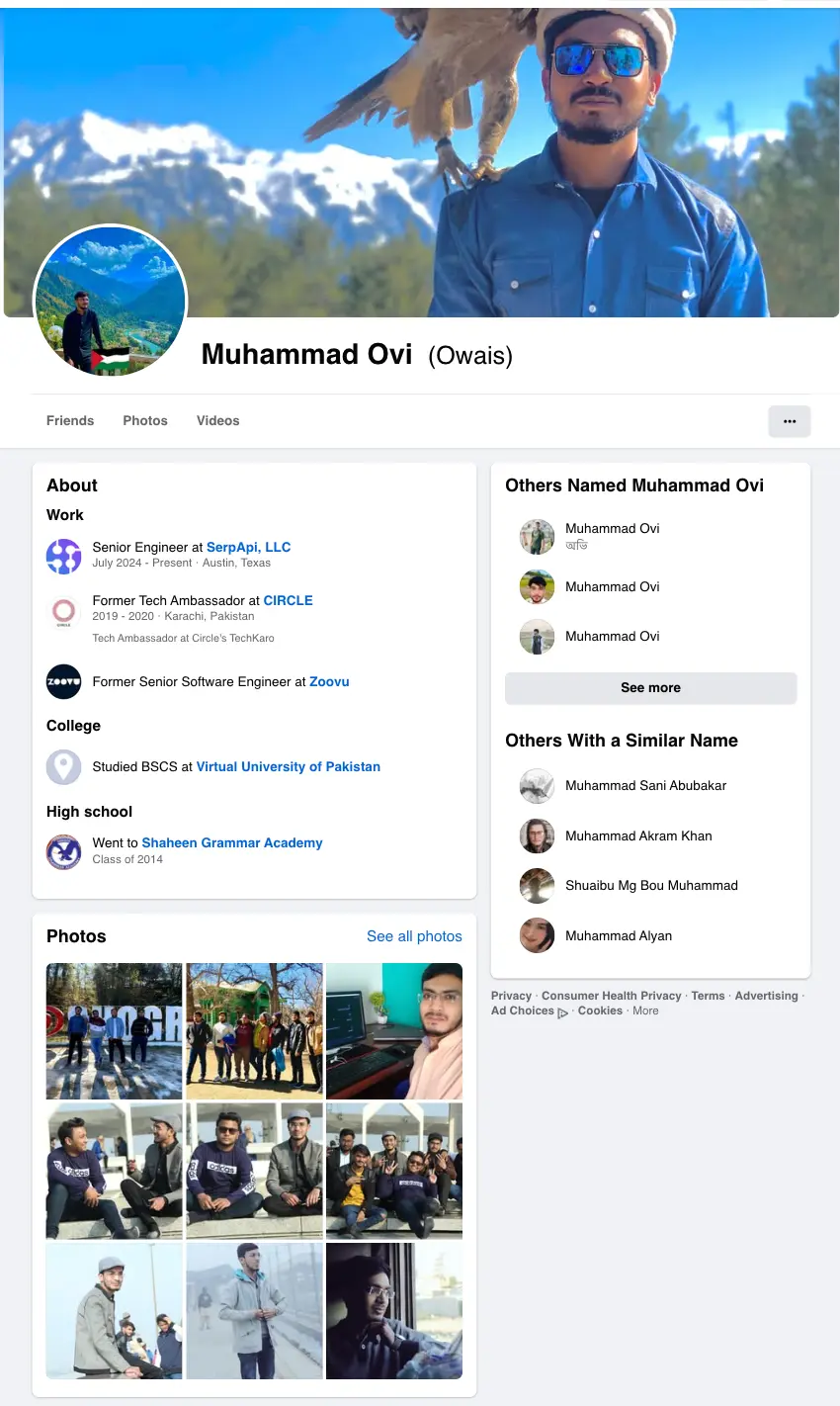 Facebook Profile results for profile_id: imuhammadovi (General profile)