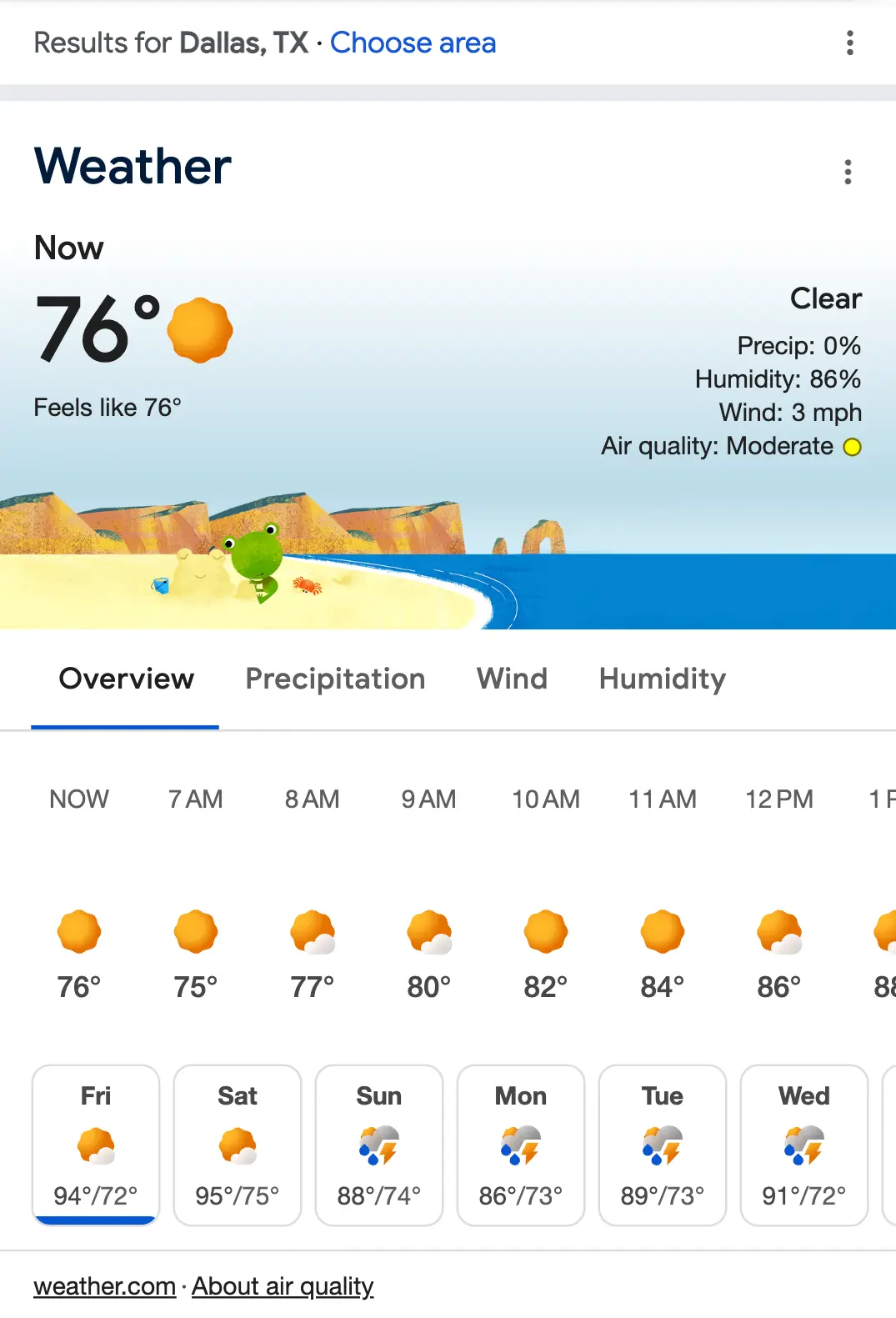 Weather Answer Box on mobile
