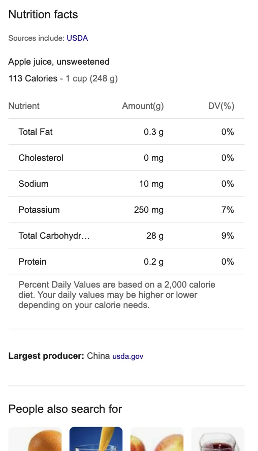Results for: Apple Juice on desktop