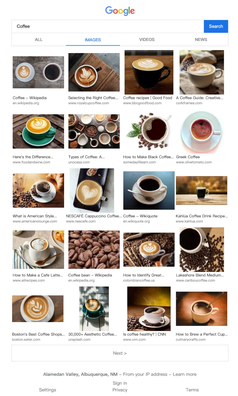 Results for: Coffee