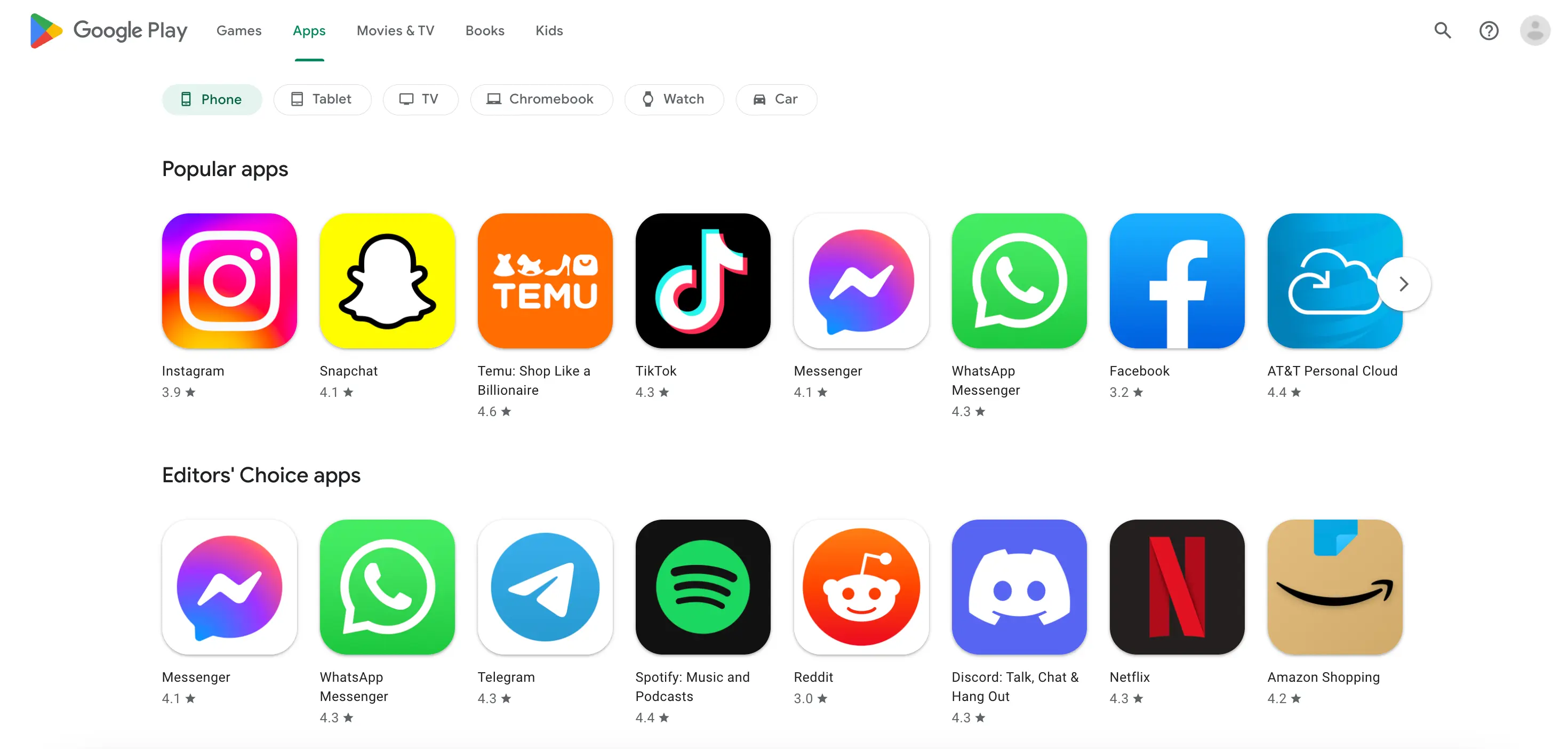 Rows Type Organic results overview for Google Play (Plain Search)