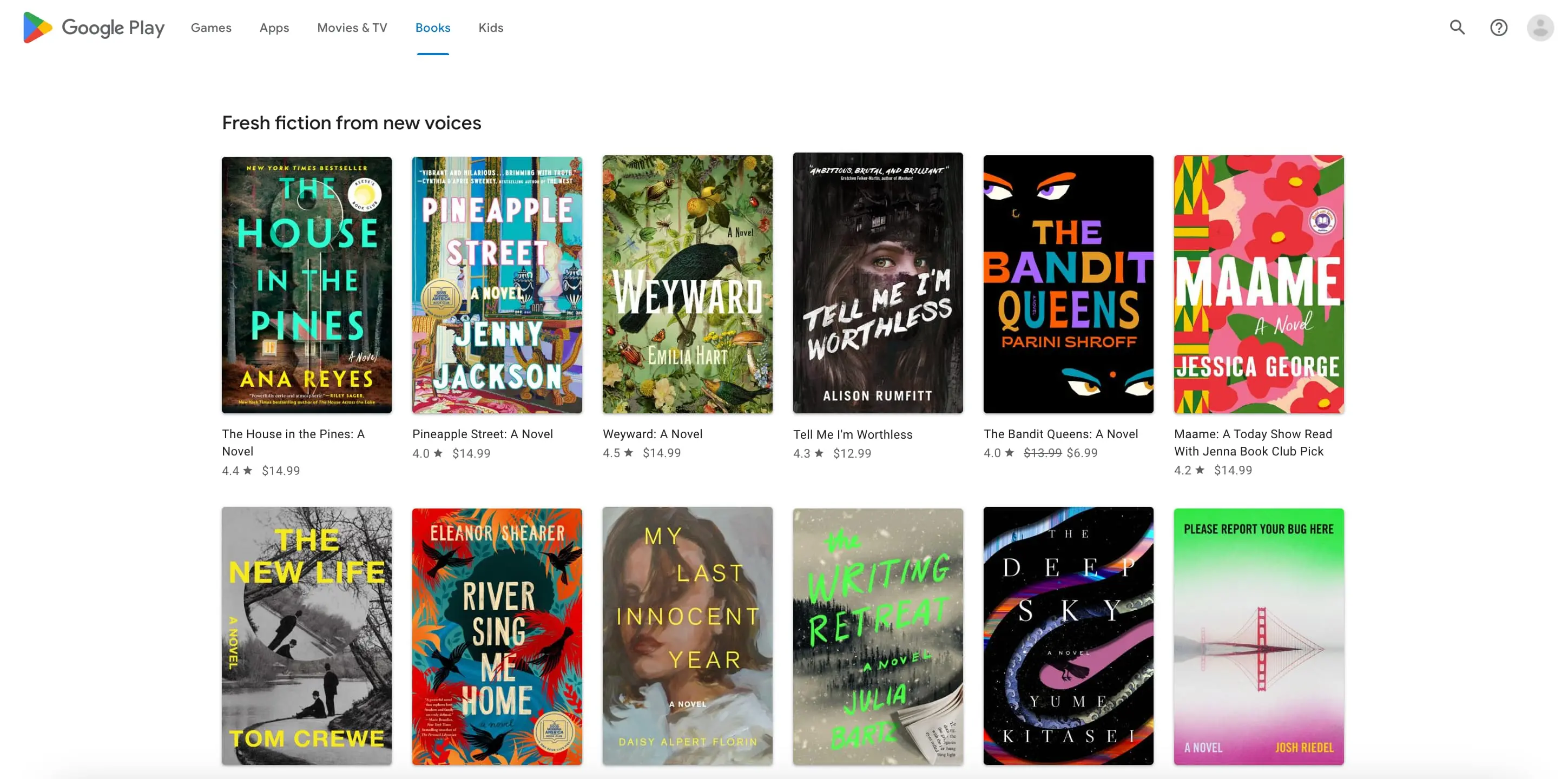 List Type Organic results overview for Google Play Books with see_more_token(Plain Search)