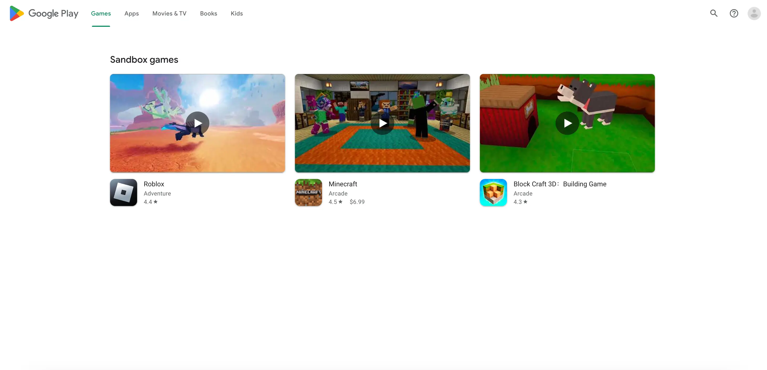 List Type Organic results overview for Google Play Games with see_more_token(Plain Search)