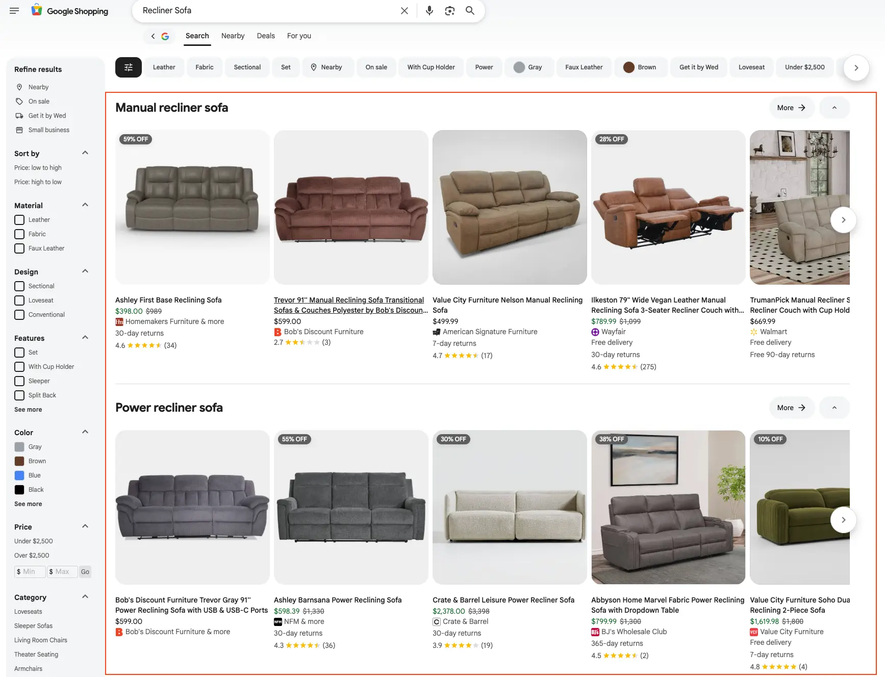 Results for: q: Recliner Sofa