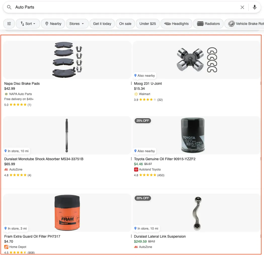 Mobile Results for: device: mobile, and q: Auto Parts