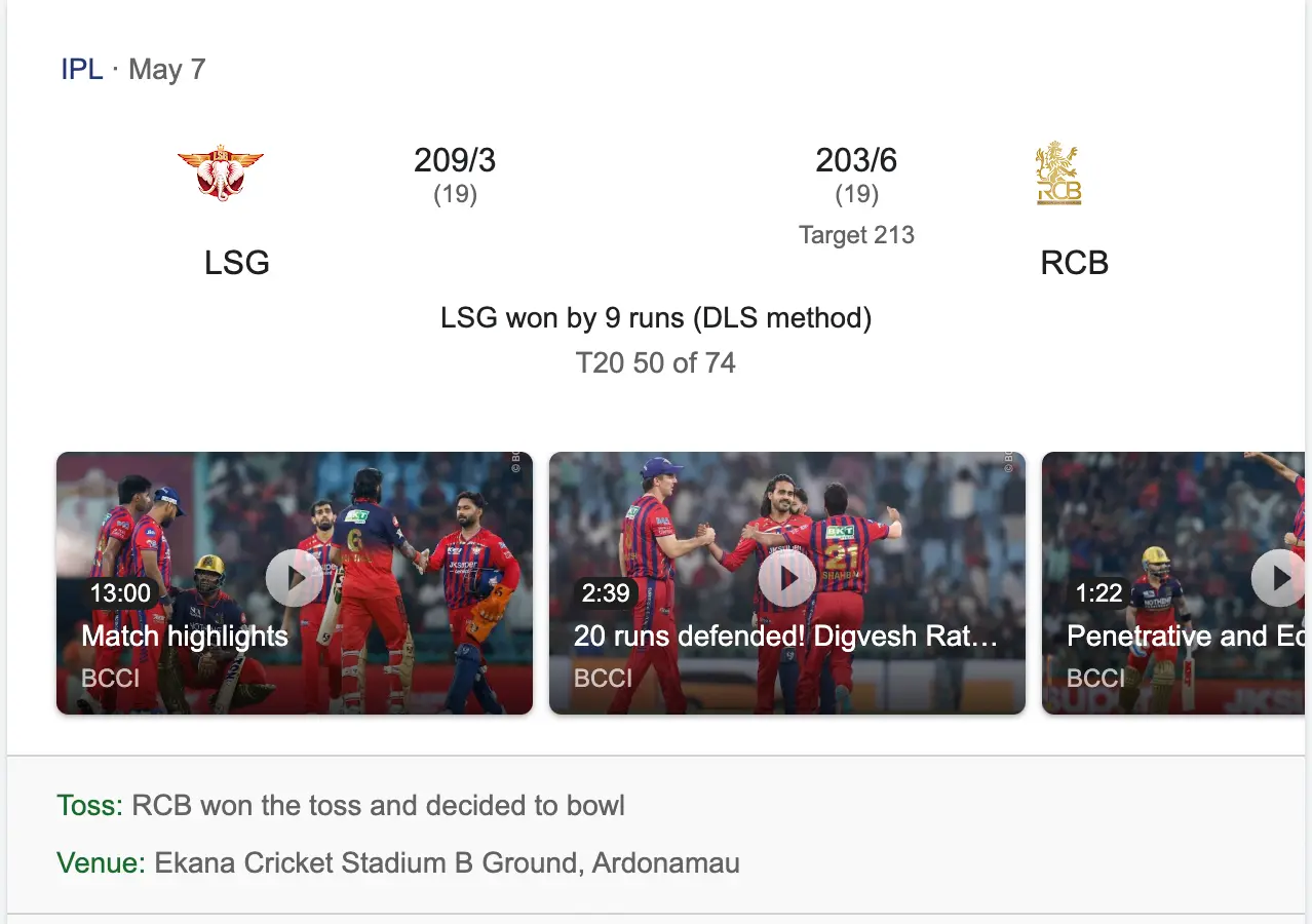 Example of a cricket T20 game