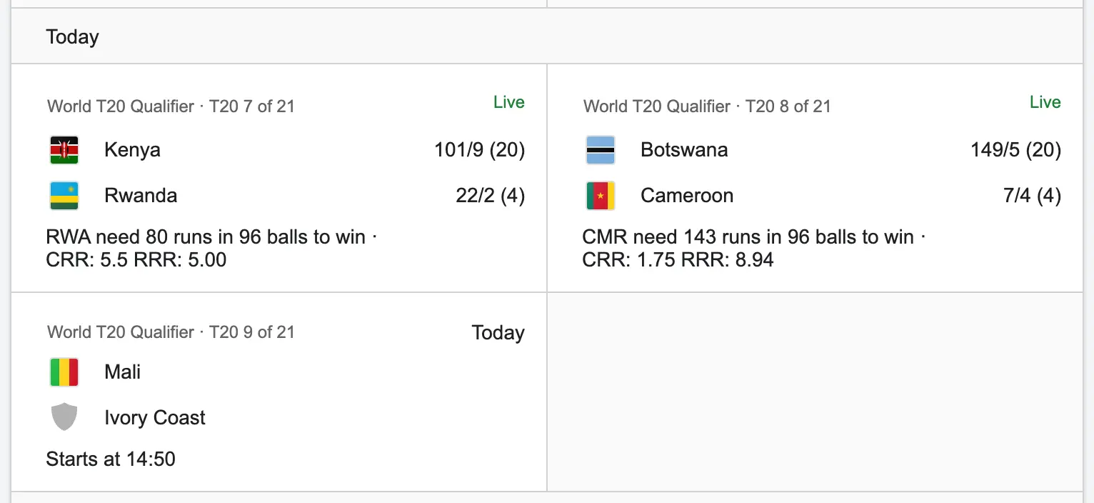 Example of the cricket league live games