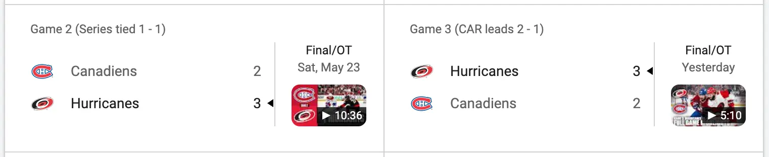 Example of the ice hockey team games