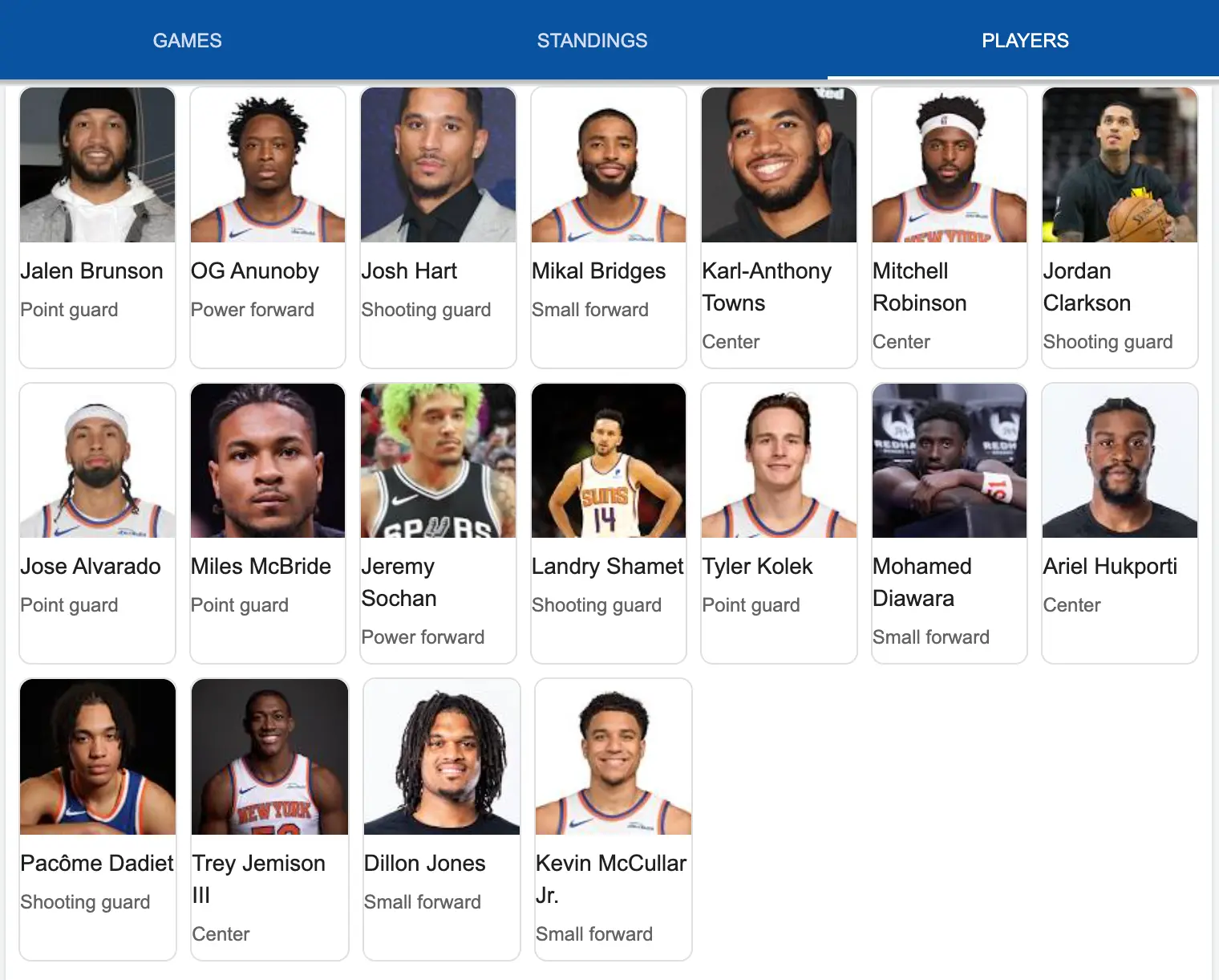 Example of the team players