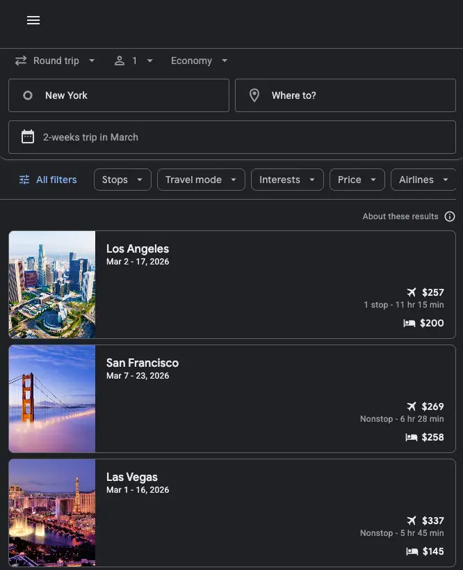 Example with month: 3 and travel_duration: 3(2 weeks in March)