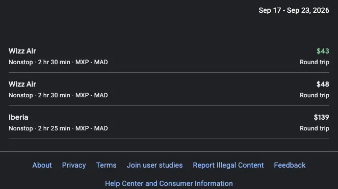 Example with include_airlines: IB,W4