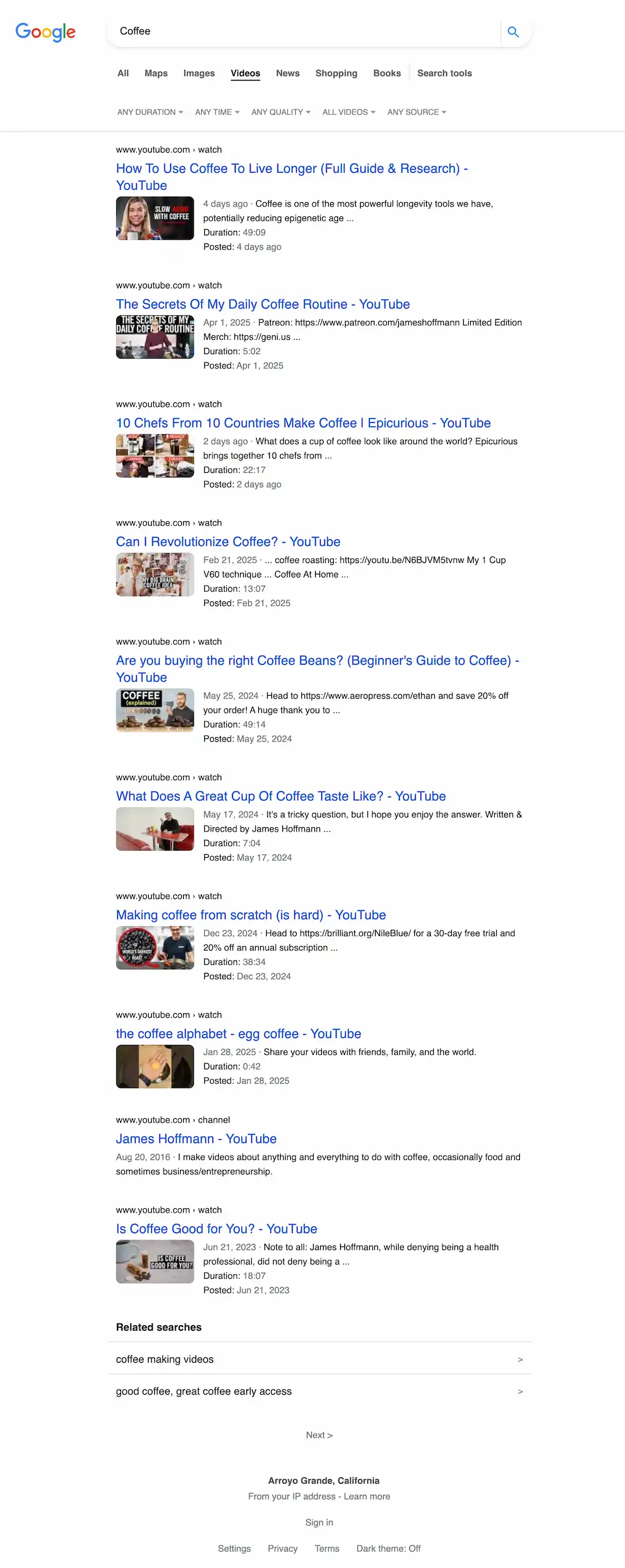 Results for: Coffee