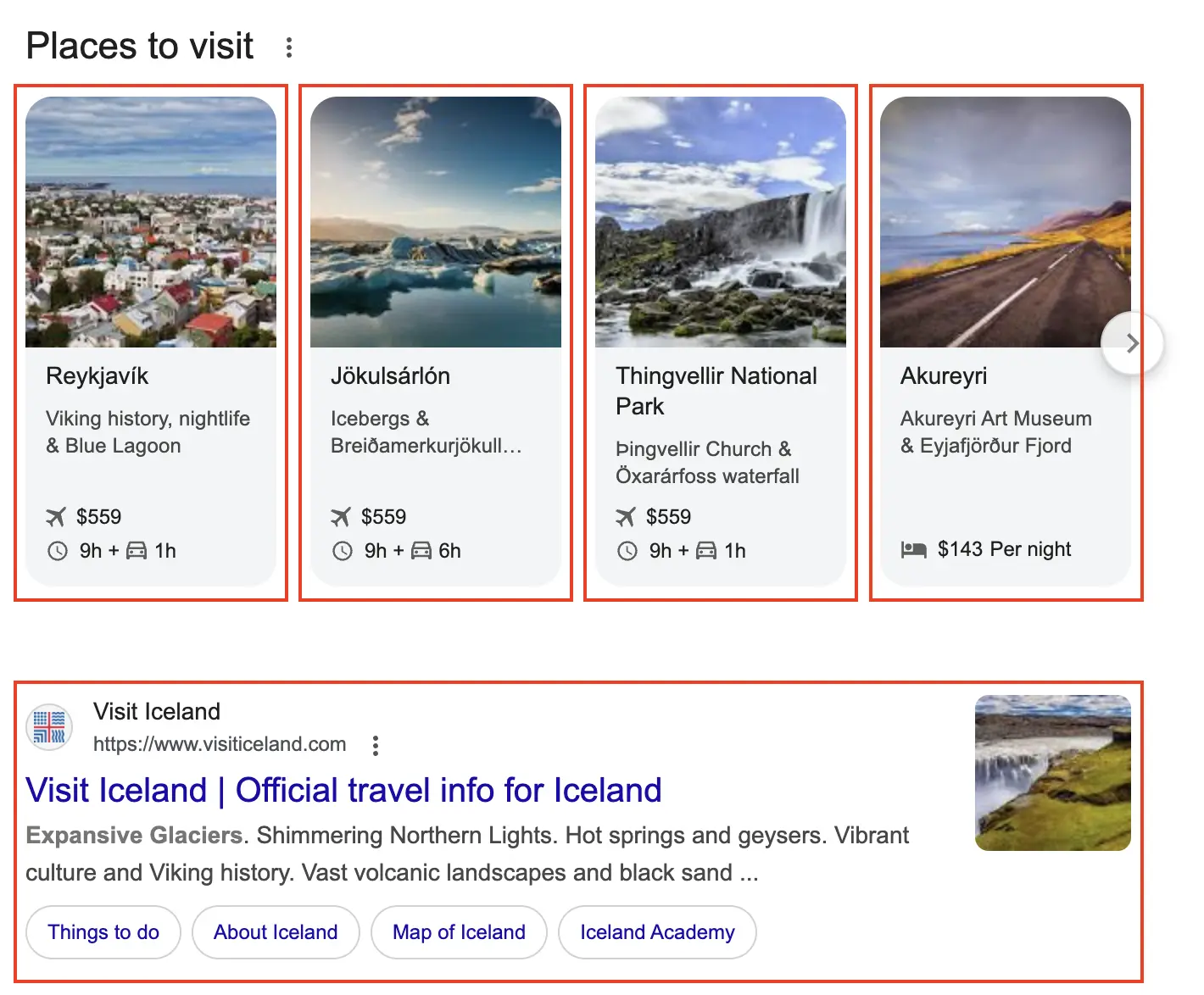 Results for: Iceland in google