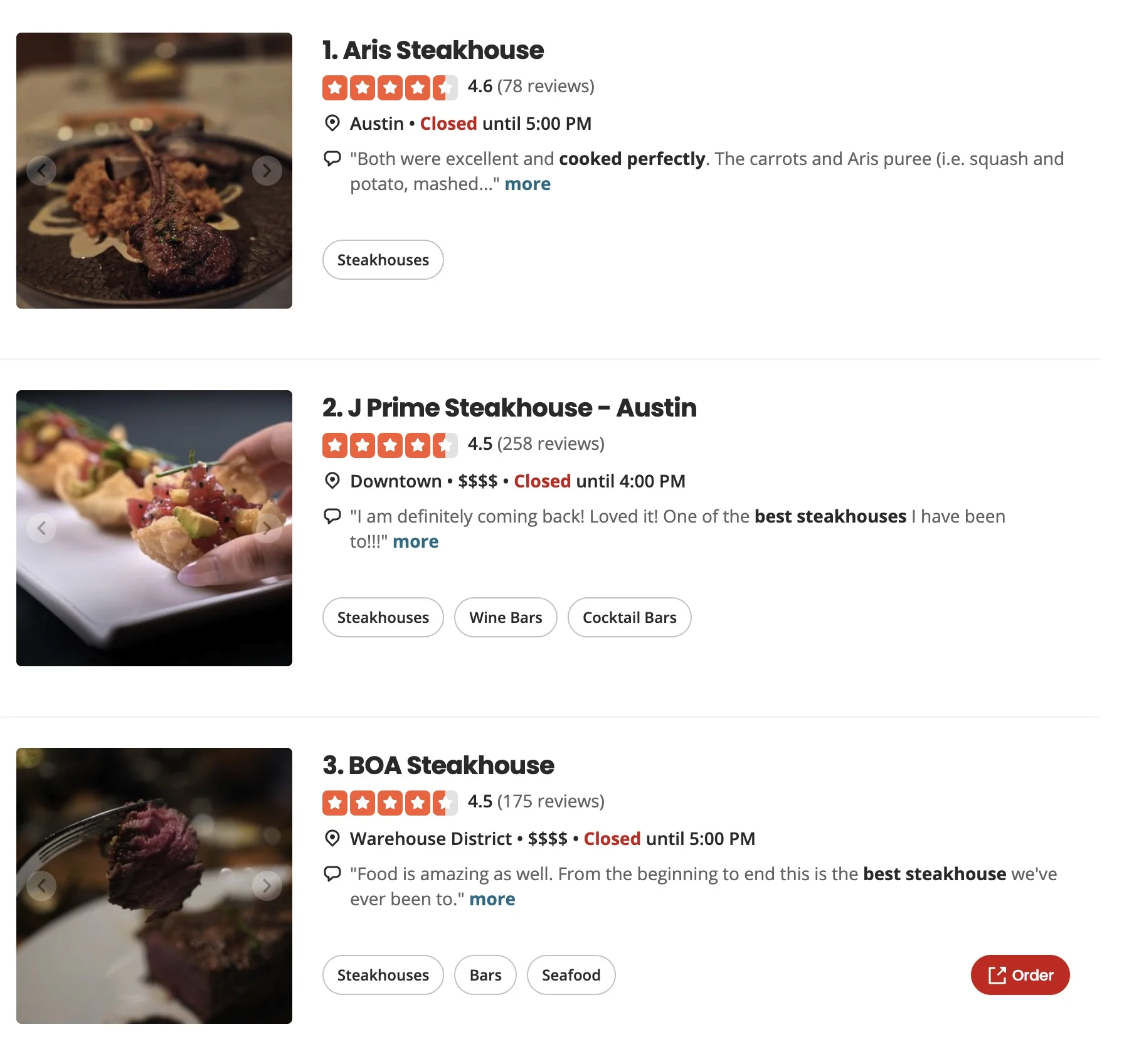 Organic results overview for q: Steakhouse