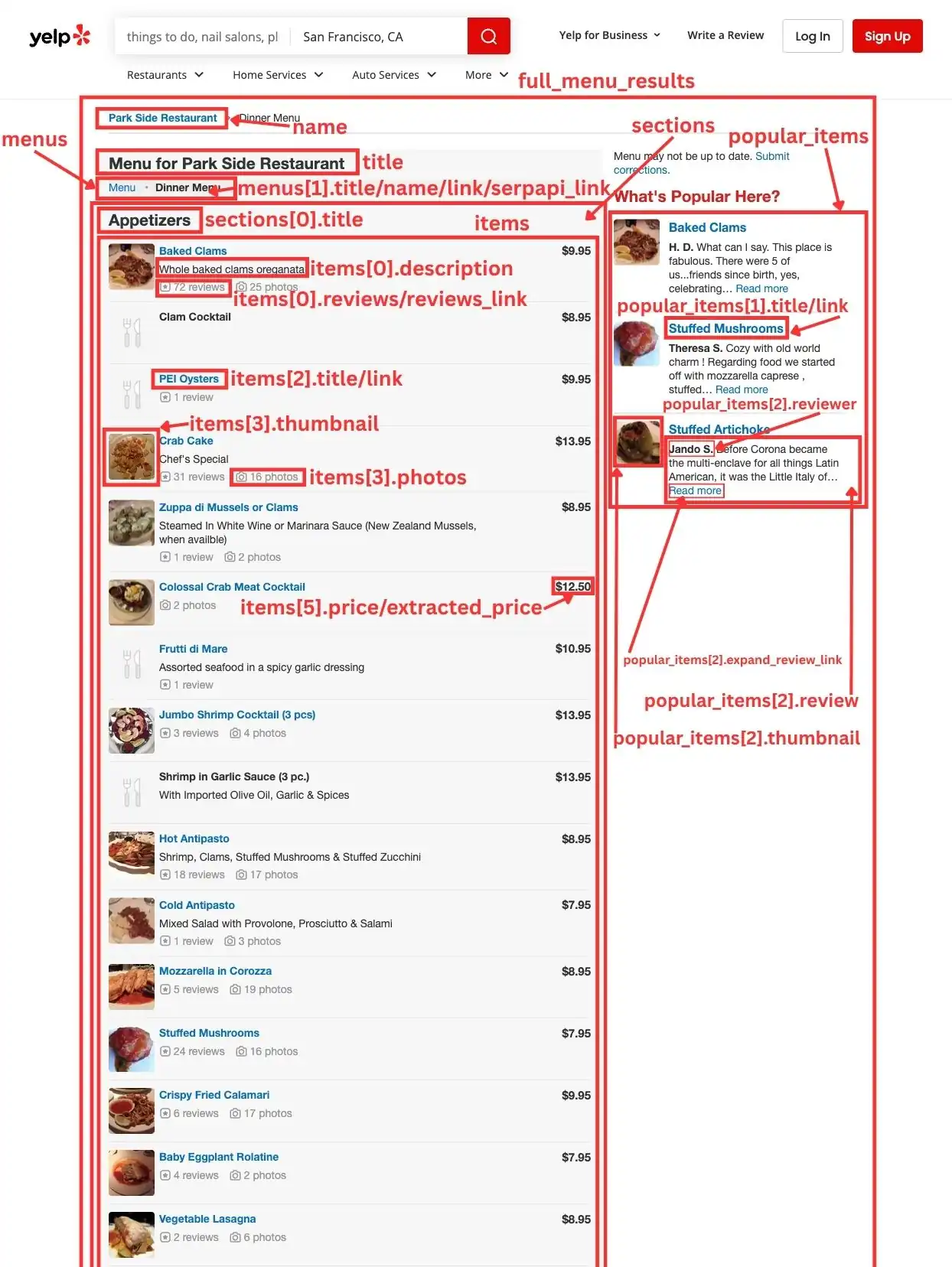 Place result Full Menu overview using&amp;nbspfull_menu&amp;nbspset to true and&amp;nbspmenu_name&amp;nbspset to dinner-menu