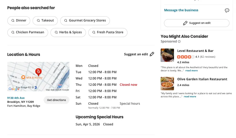 Example with special hours