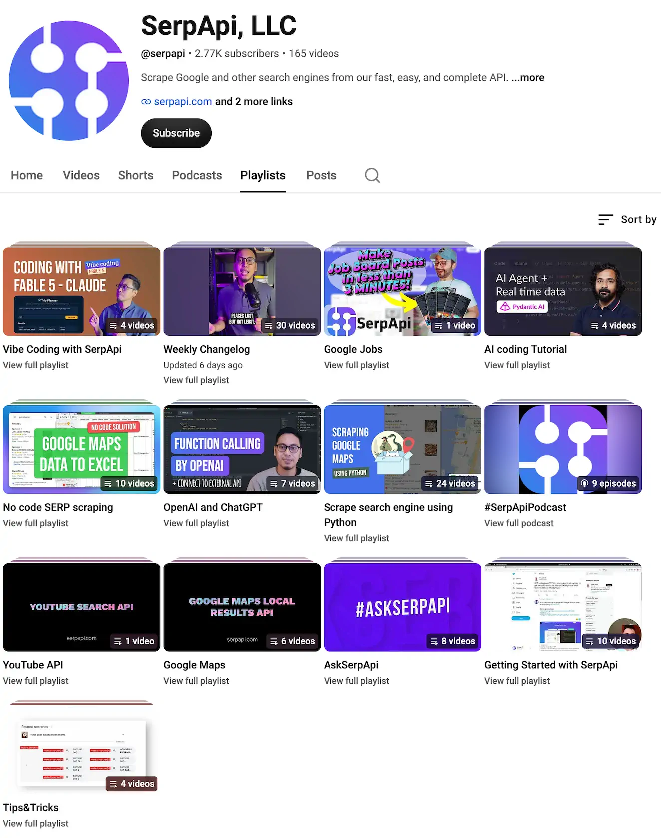 Results for: serpapi + tab: playlists