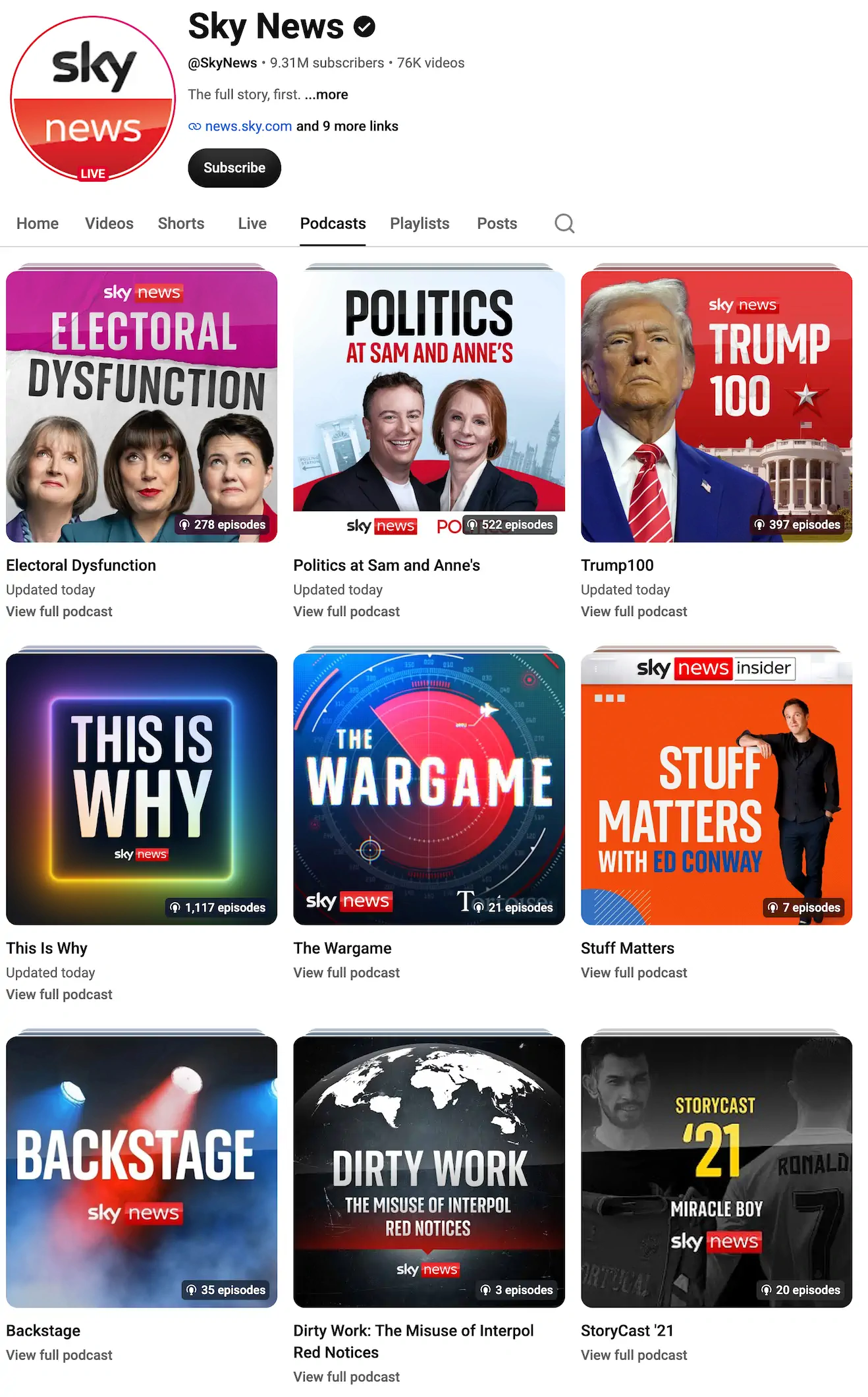 Results for: skynews + tab: podcasts