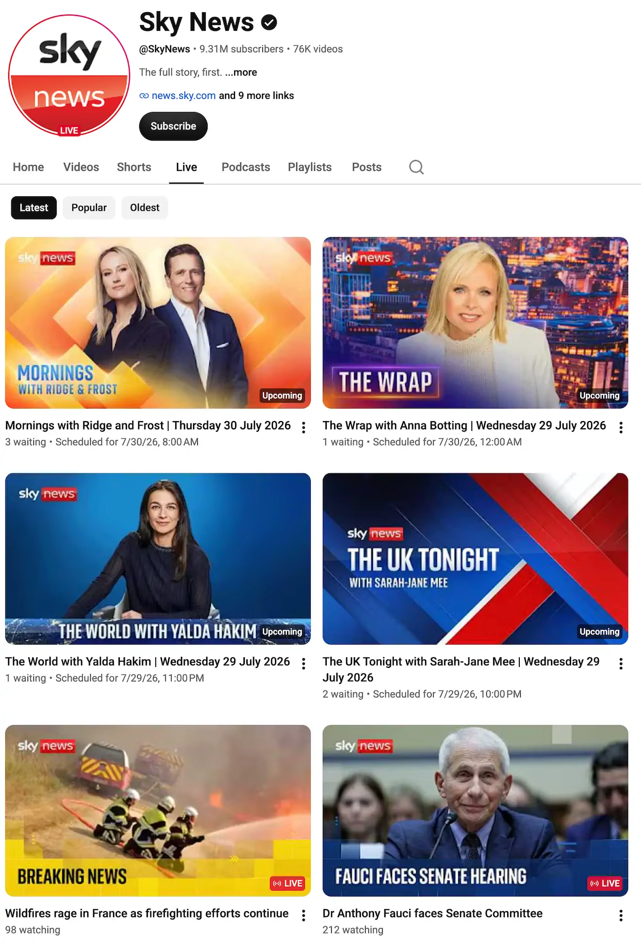 Results for: skynews + tab: streams